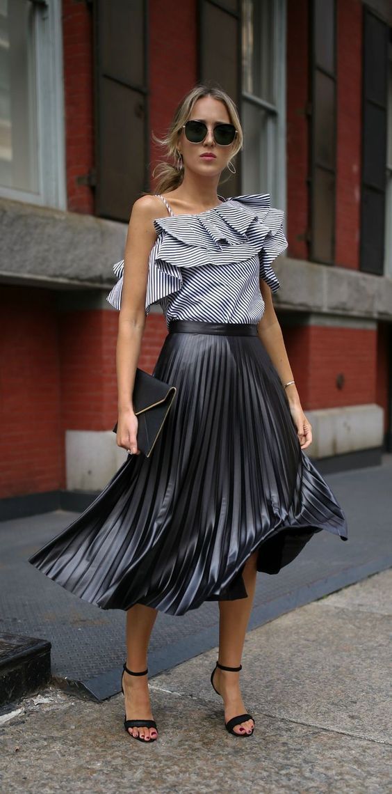 10 inspirações de looks com saia plissada midi - Anita Bem Criada